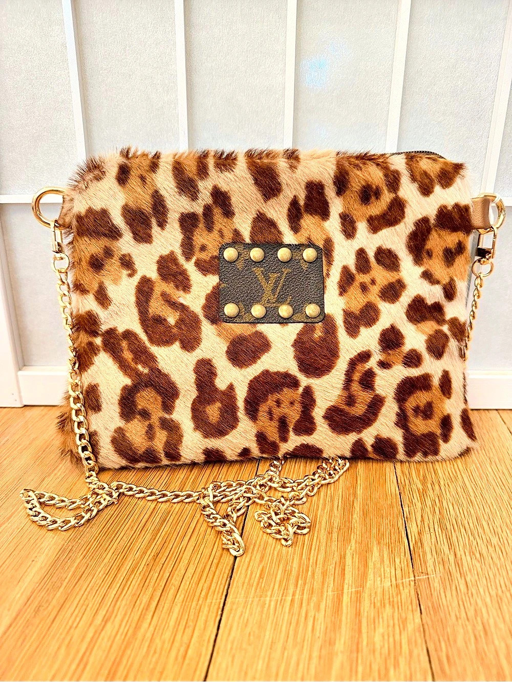 Leopard Print Crossbody Bag in Brown & Tan